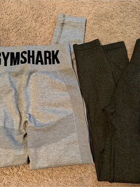 Gymshark Dual-Tone Seamless Leggings - Light Gray & Charcoal